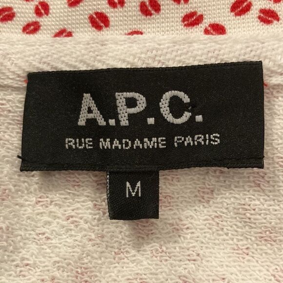 A.P.C. Red and White Coffee Bean 3/4 Sleeve Crewneck Pullover - Picture 4 of 11